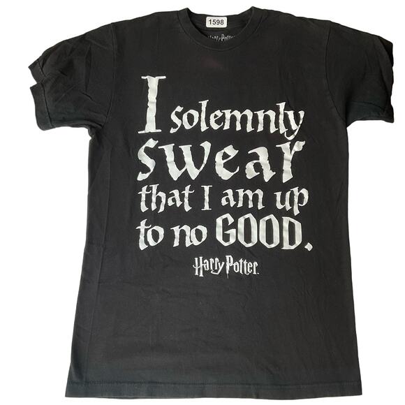 Harry Potter Women’s Short Sleeve T-shirt size M,Black, I Swear Am Up To No Good - Picture 1 of 8